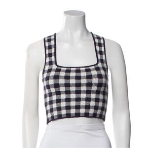 Staud Merino Wool Plaid Print Crop Top